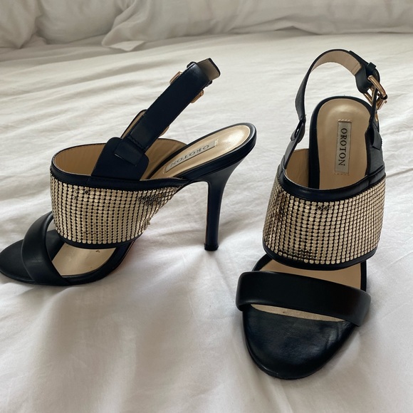 Vintage Oroton gold glomesh and leather stiletto s36 - Picture 2 of 4